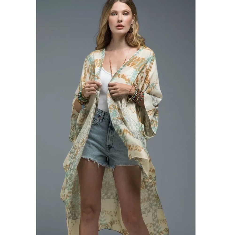 SOLD OUT Mojito Tie Dye Mandala Geometric Boho Kimono Wrap - Picture 2 of 6
